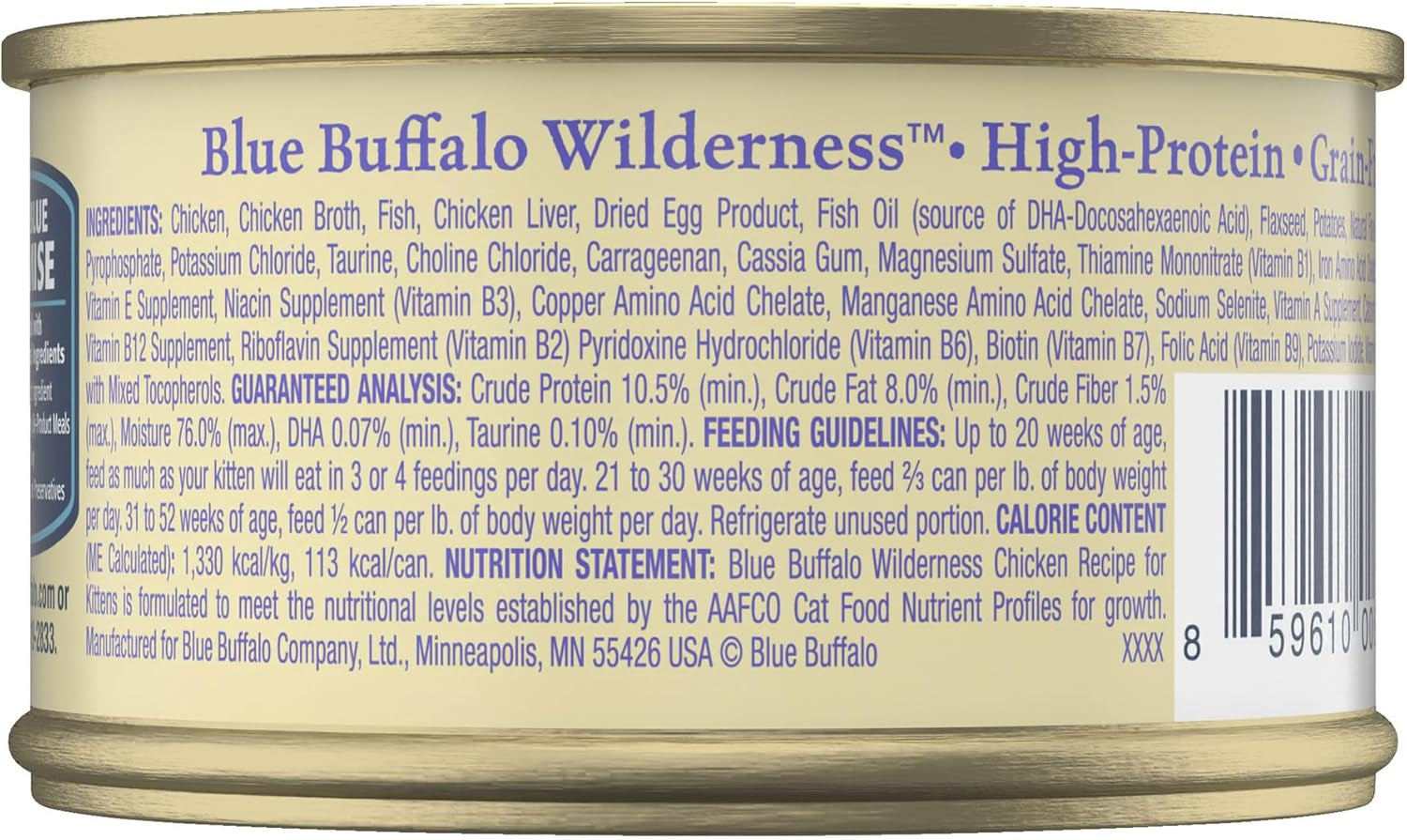 Wilderness High-Protein Grain-Free Wet Kitten Food, Chicken Paté Recipe, 3-Oz Cans, 24-Count
