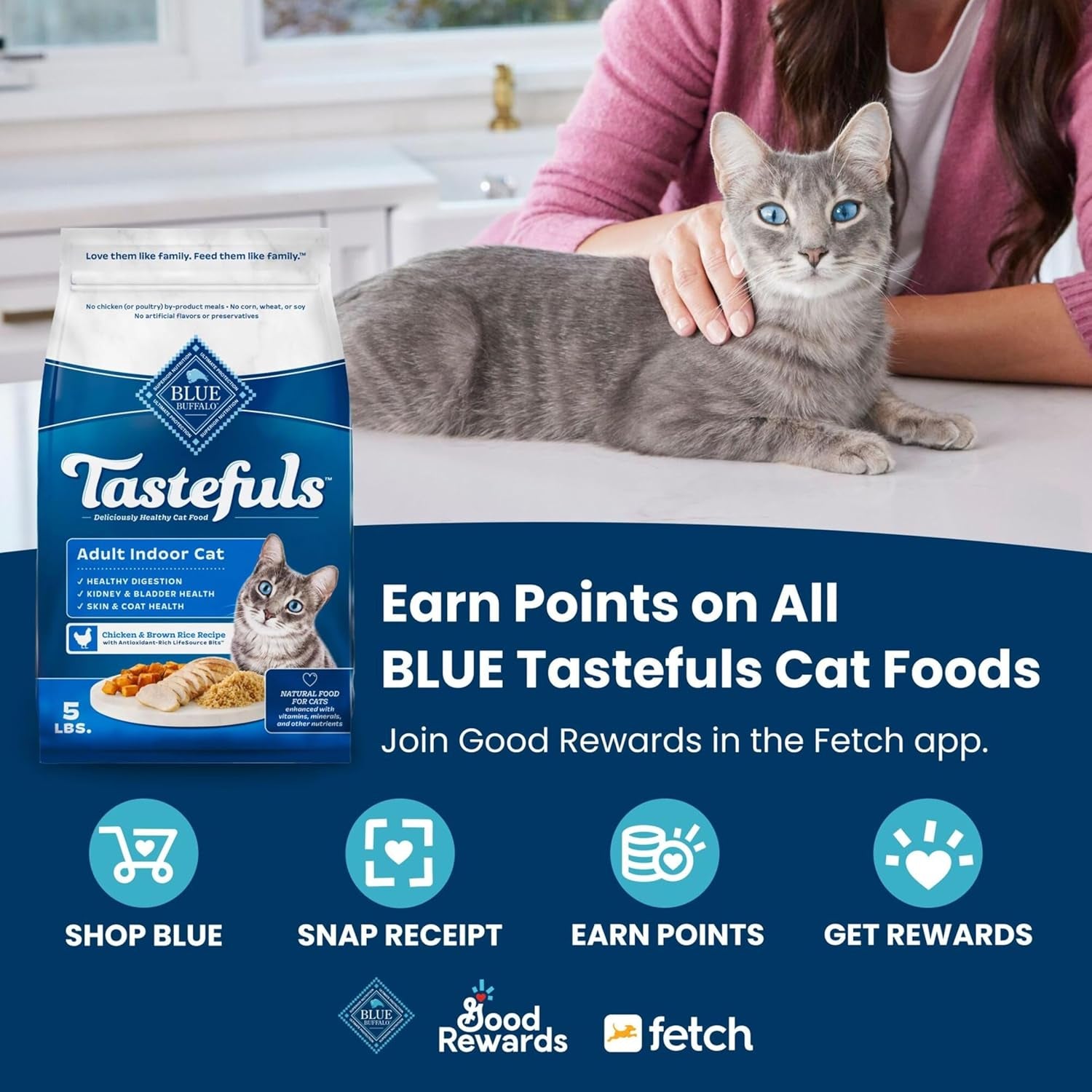 Tastefuls Adult Dry Cat Food Sensitive Stomach Formula, Made in the USA with Natural Ingredients, Chicken Recipe, 7-Lb. Bag