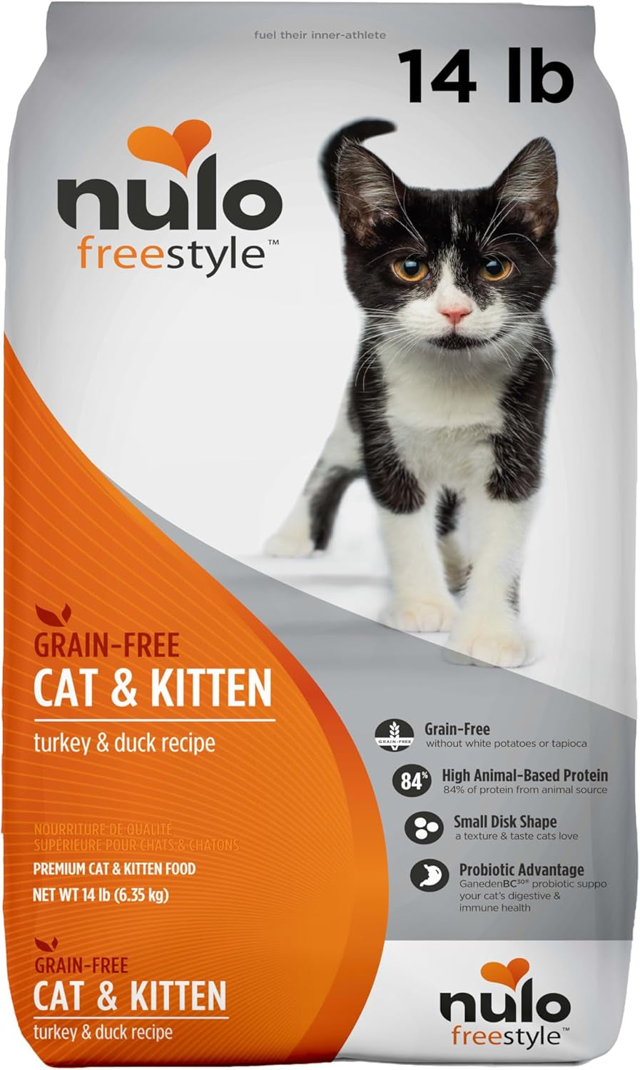 Freestyle High Protein Cat & Kitten Food, Turkey & Duck Recipe - Natural Grain-Free Dry Cat Food with Omega Fatty Acids & Probiotics, 14 Lb Bag
