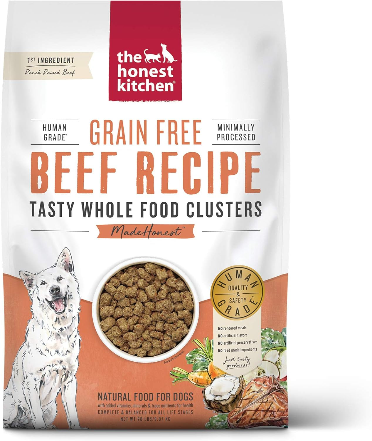 Whole Food Clusters Grain Free Beef Dry Dog Food, 20 Lb Bag