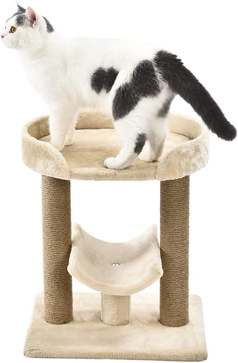 Multi- Platform Cat Tree with Scratching Post for Indoor Cats up to 25Lbs, 18 X 14 X 22 Inches, Beige