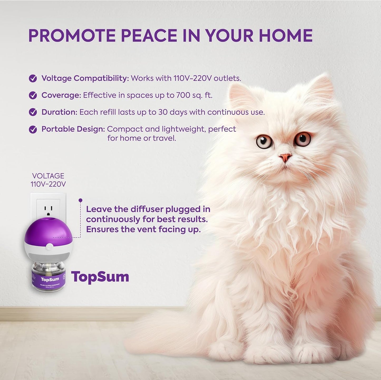 Cat Pheromones Calming Diffuser: Premium Pheromone Diffuser for Cats - Cat Pheromones Diffuser - Cat Calming Diffuser - Cat Calming Pheromone Diffuser, 3 Pack (Purple)
