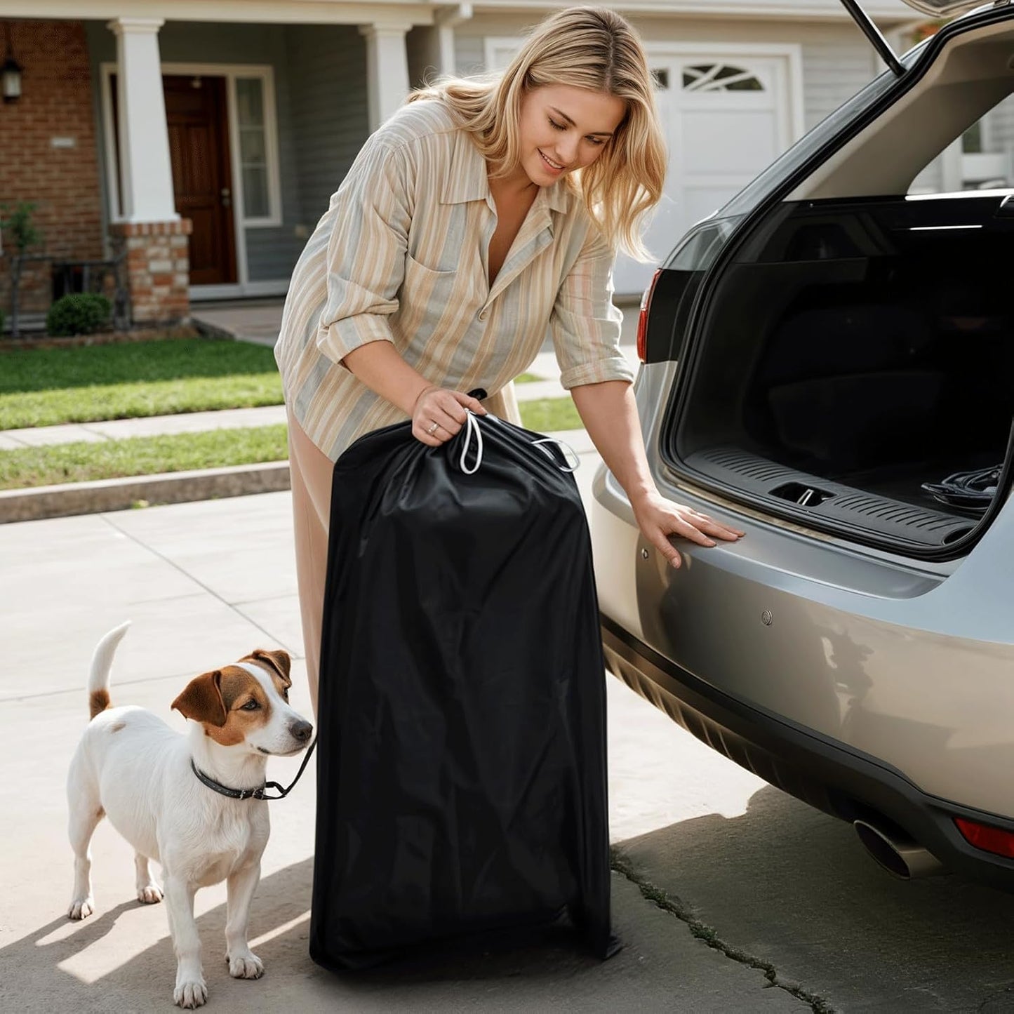 Foldable Pet Stroller with Weather Cover, 3 Wheels Pet Strolling Cart for Small/Medium Dogs and Cats with Storage Basket and Cup Holder, Breathable and Visible Mesh for All-Season, Black