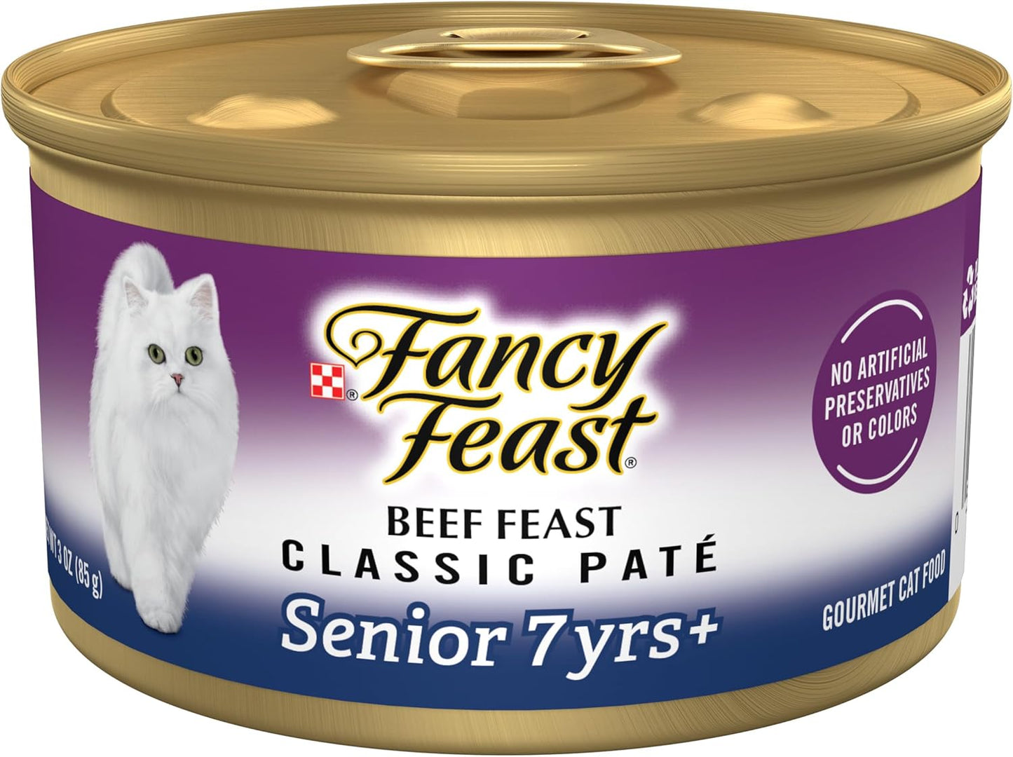 Purina  Senior Wet Cat Food 7 Years plus Beef Feast Pate - (Pack of 24) 3 Oz. Cans
