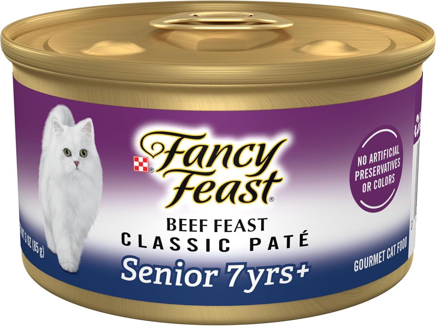 Purina  Senior Wet Cat Food 7 Years plus Beef Feast Pate - (Pack of 24) 3 Oz. Cans