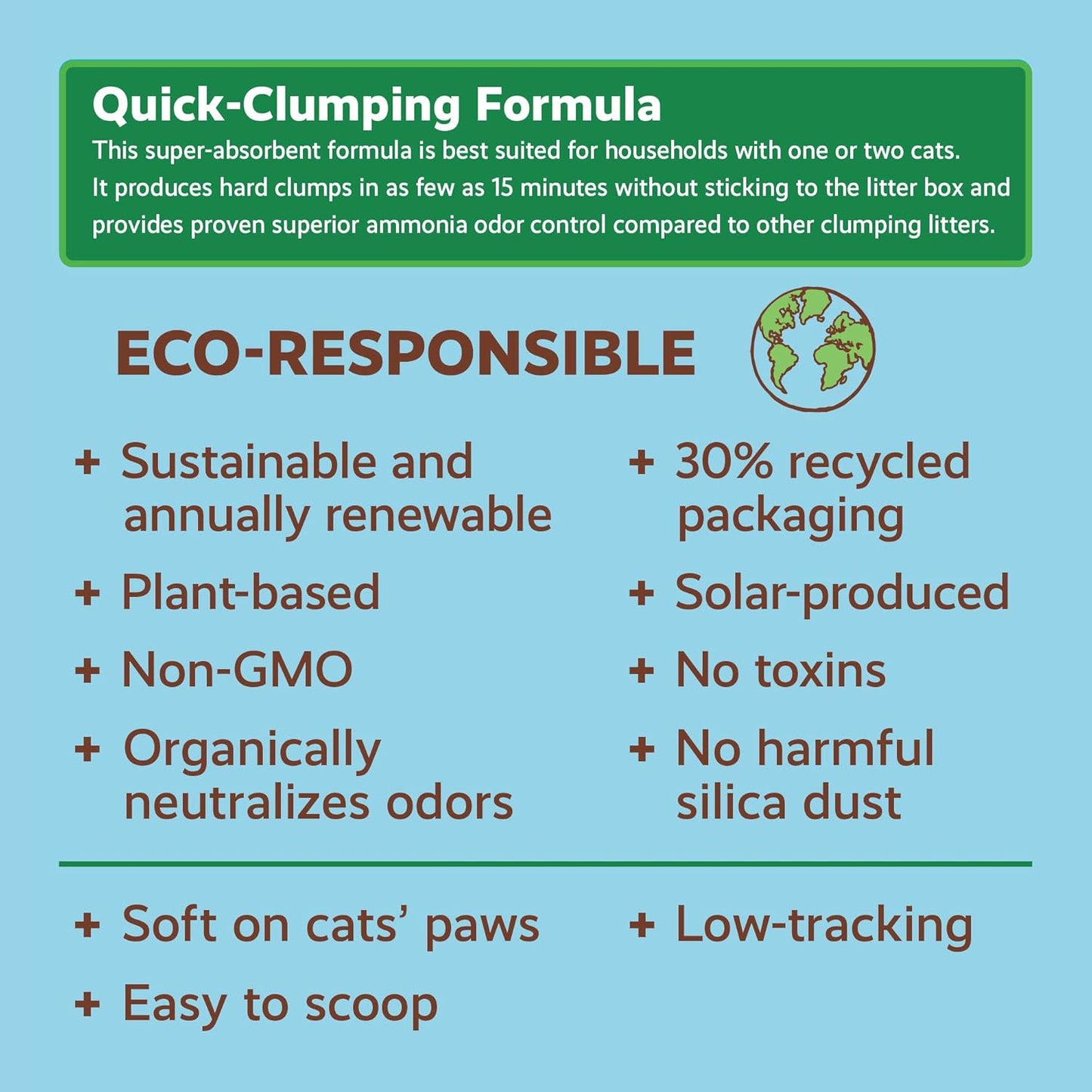 Cat Litter Made from Walnut Shells, 1-2 Cats, Unscented, Upcycled, Easy Scooping, Sustainable, 26 Lbs