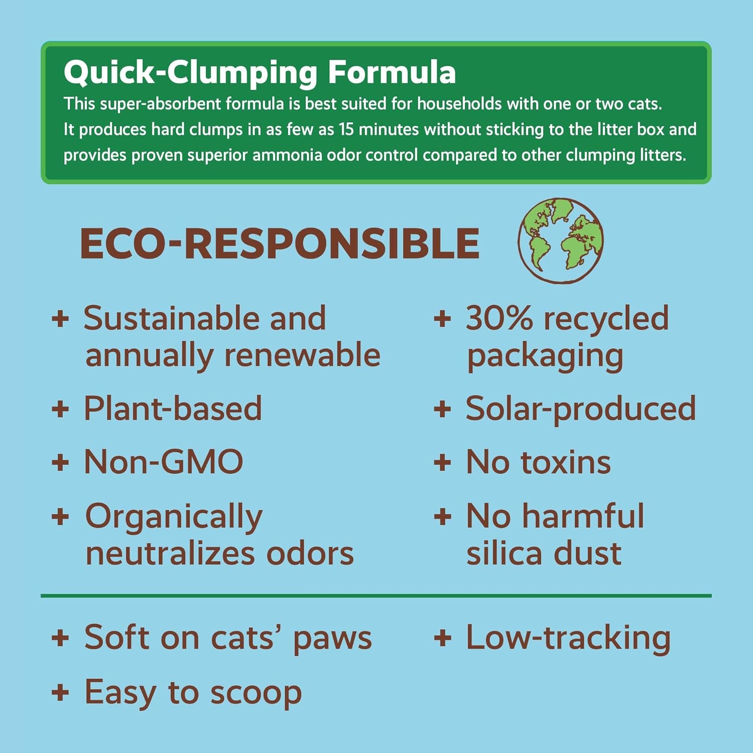 Cat Litter Made from Walnut Shells, 1-2 Cats, Unscented, Upcycled, Easy Scooping, Sustainable, 26 Lbs