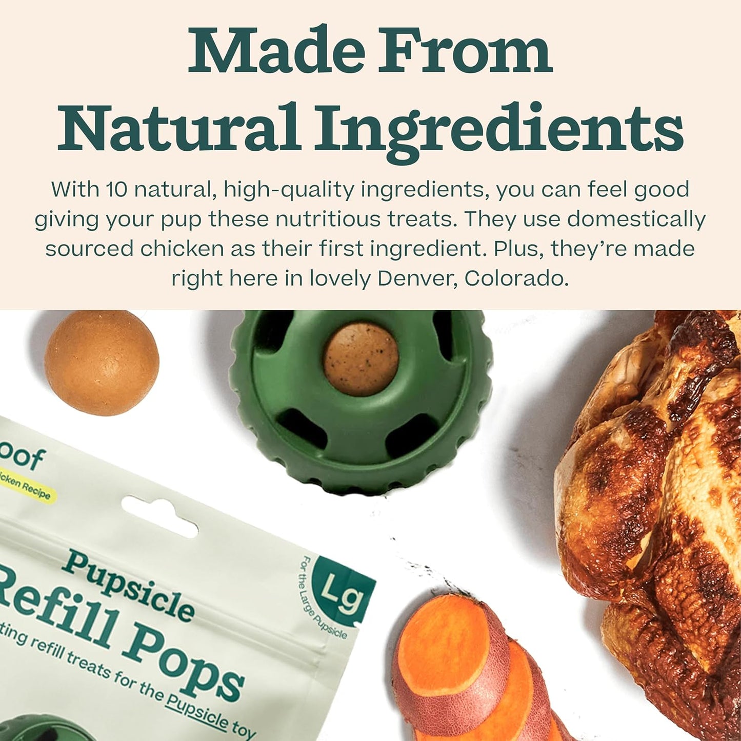 Pupsicle Refill Pops, Delicious Long Lasting Dog Treats, Pre-Made Pupsicle Refills for Dogs, Wholesome Ingredients, Low-Mess Chicken Pet Treats - Large Pops - 7 Count - 2 Pack