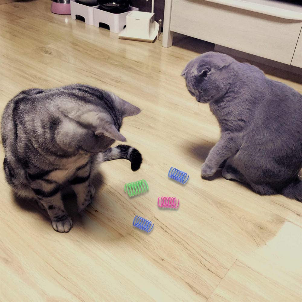 Cat Spiral Spring, 12 Pc Cat Creative Toy to Kill Time and Keep Fit Interactive Cat Toy Sturdy Heavy Plastic Spring Colorful Springs Cat Toy for Swatting, Biting, Hunting Kitten Toys