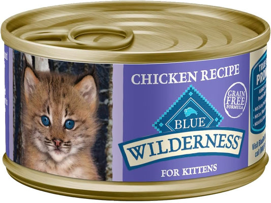 Wilderness High-Protein Grain-Free Wet Kitten Food, Chicken Paté Recipe, 3-Oz Cans, 24-Count