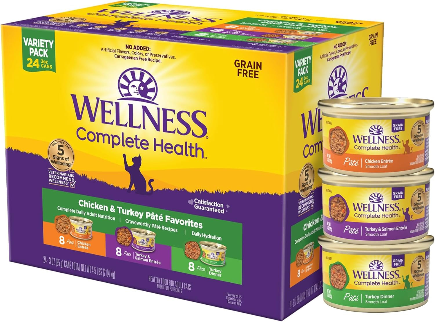 Complete Health Pate Adult Wet Cat Food, Natural, Protein-Rich, Grain-Free, 3 Ounce, 24 Pack, (Chicken & Turkey Variety Pack)