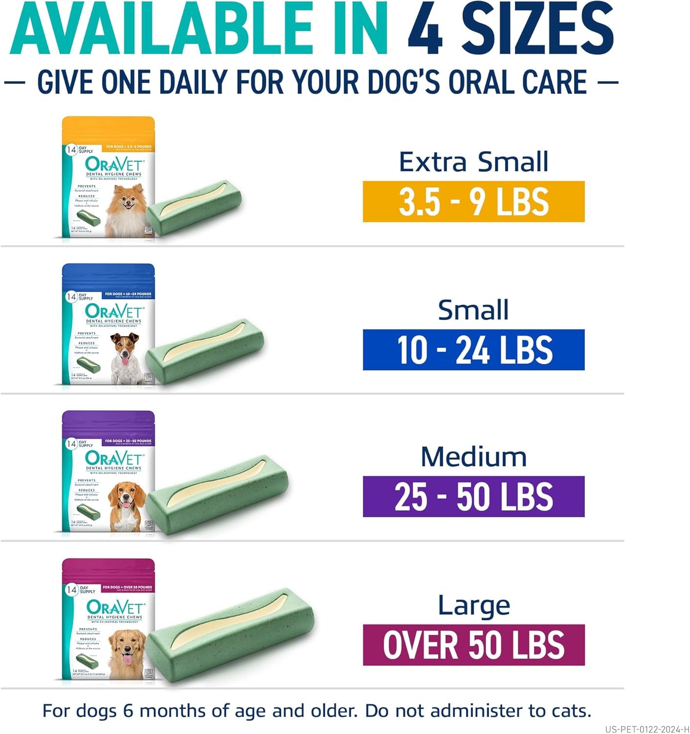 Dental Chews for Dogs, Oral Care and Hygiene Chews (Extra Small Dogs, 3.5-9 Lbs.) Yellow Pouch, 30 Count