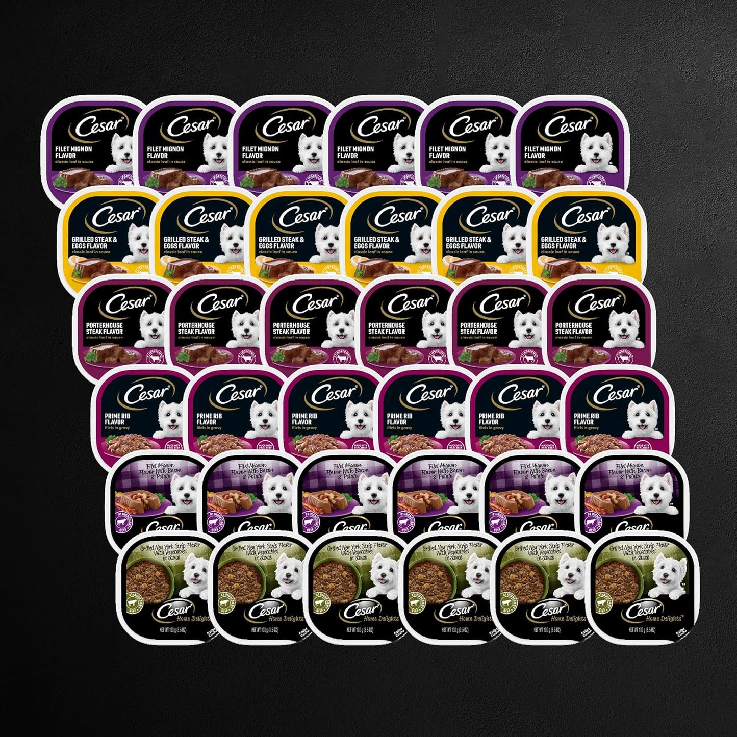 Wet Dog Food Steak Lovers Variety Pack with Real Meat, 3.5 Oz. Trays (36 Count, Pack of 1)