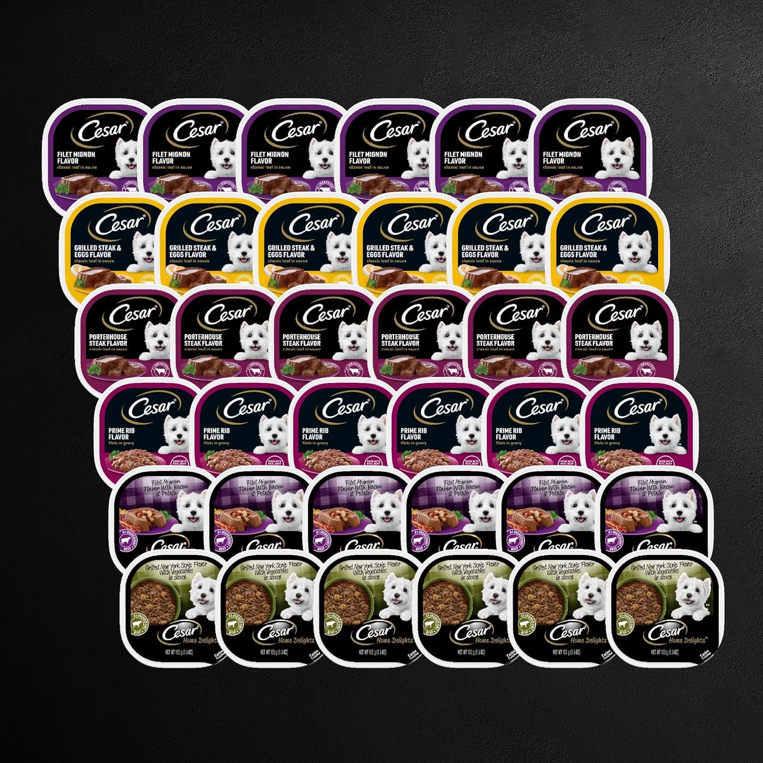 Wet Dog Food Steak Lovers Variety Pack with Real Meat, 3.5 Oz. Trays (36 Count, Pack of 1)