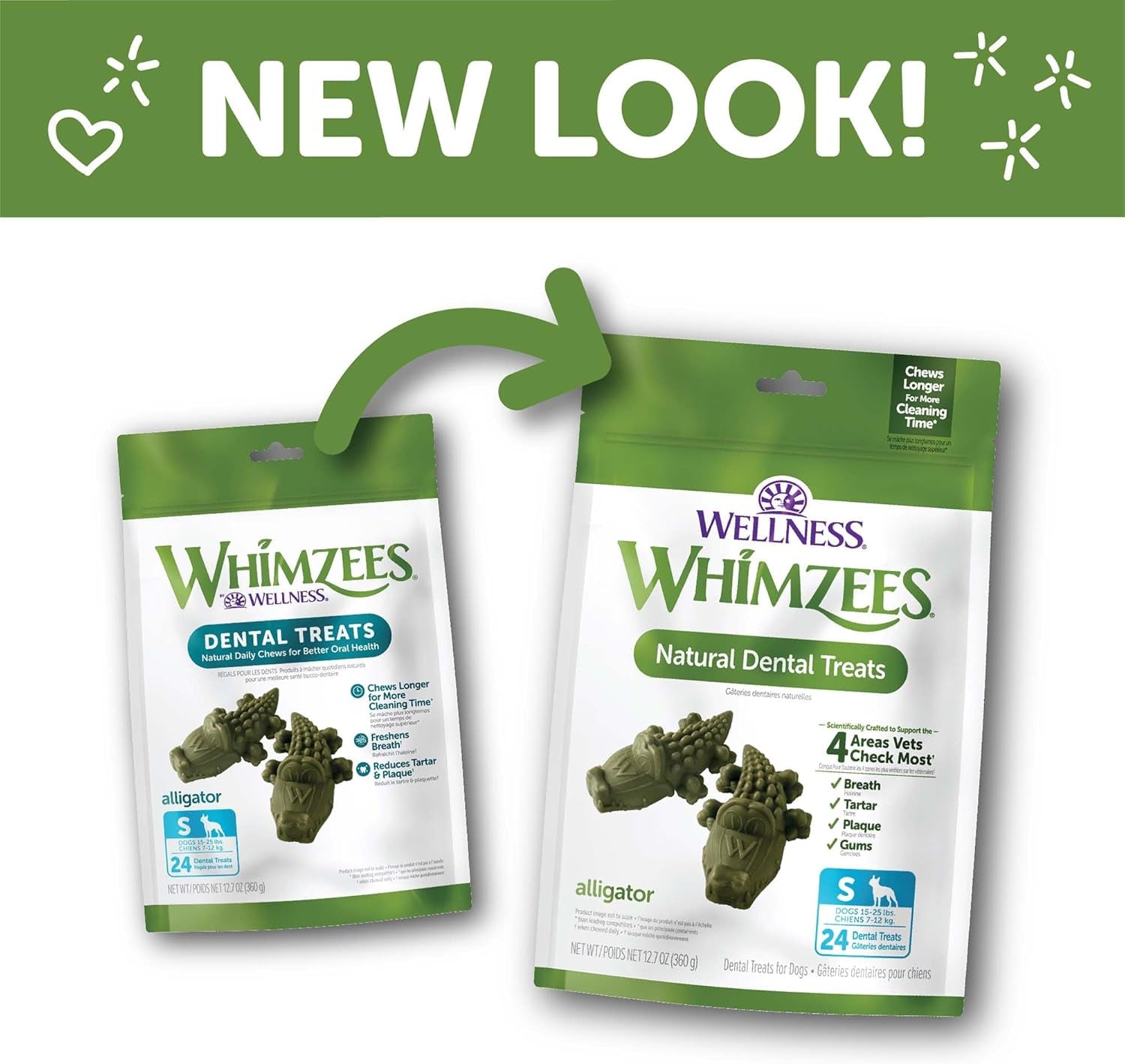Wellness  Alligator Dog Dental Treats, Natural Chews, Small Size, (24 Count)