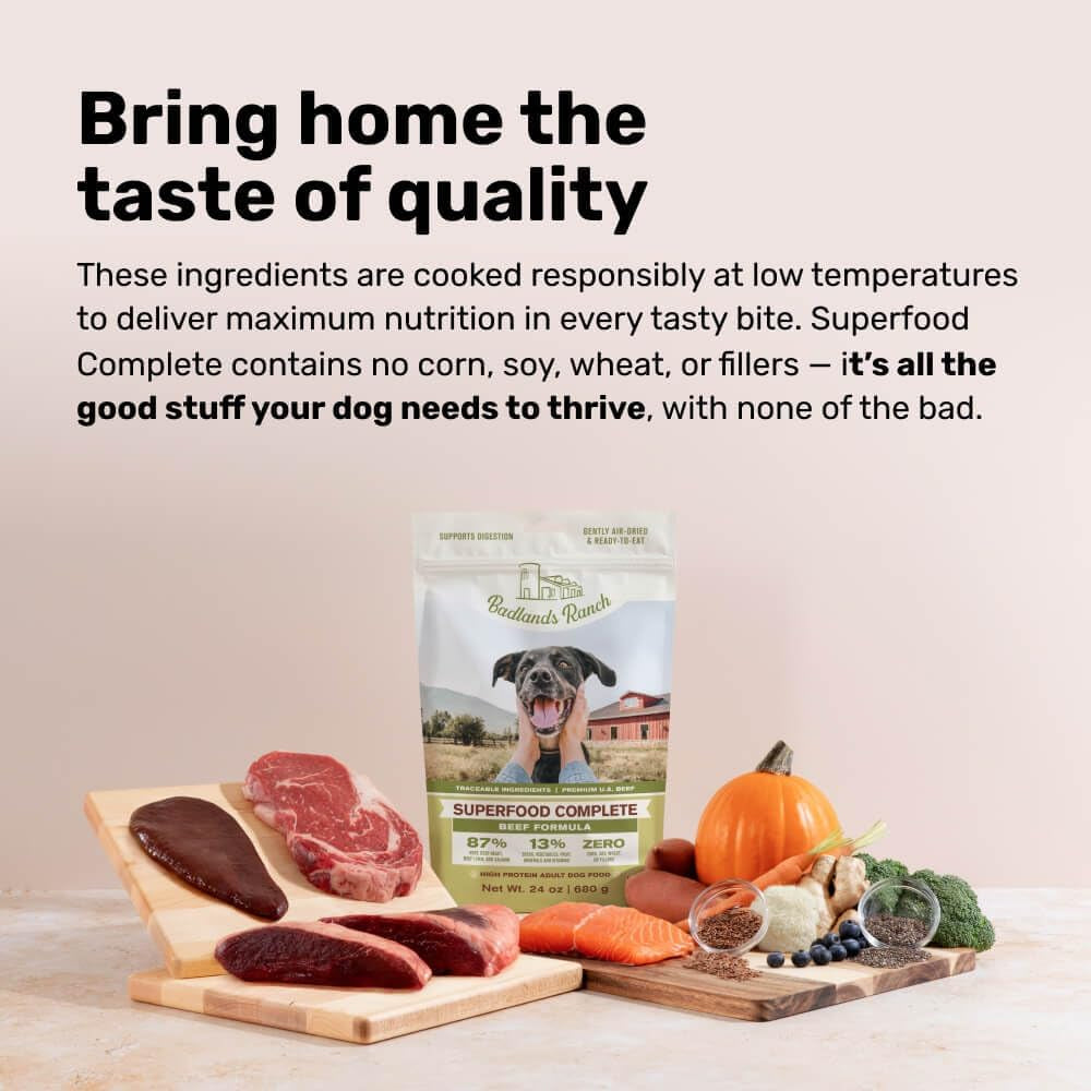 Superfood Complete, Adult Dog Food, Air-Dried, High Protein, Zero Fillers, Superfood Nutrition by Katherine Heigl (24 Oz., Beef Formula)