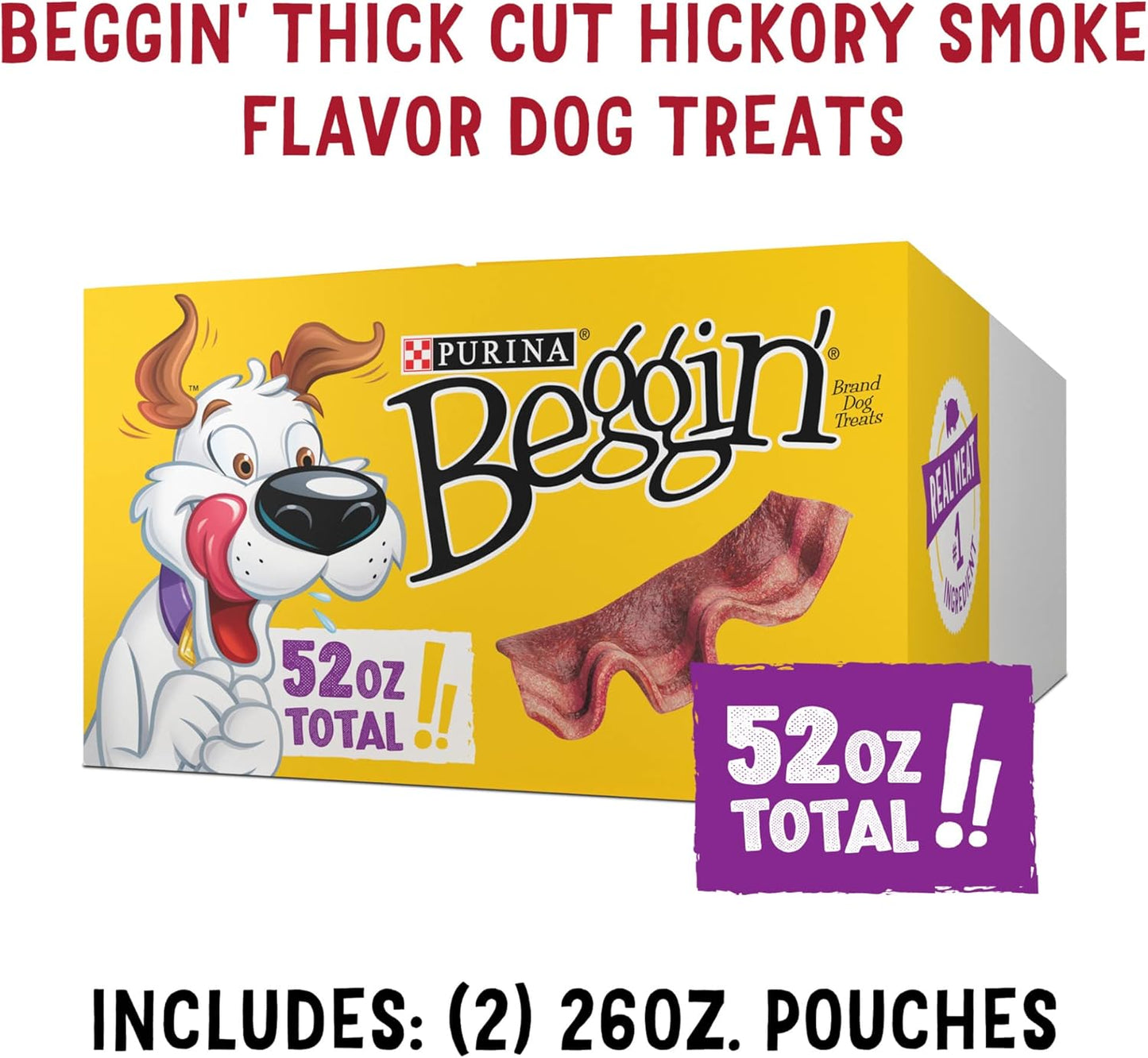 Strips Real Meat Dog Treats, Thick Cut Hickory Smoke Flavor - (Pack of 2) 26 Oz. Pouches