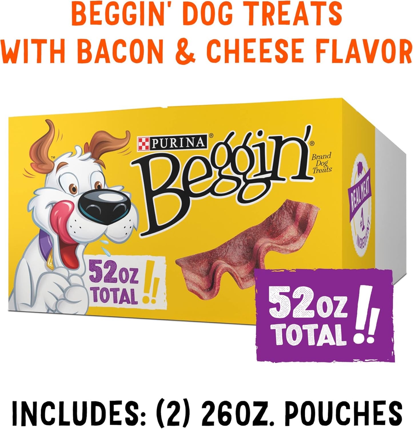 Strips with Real Meat Dog Training Treats with Bacon and Cheese Flavors - (Pack of 2) 26 Oz. Pouches