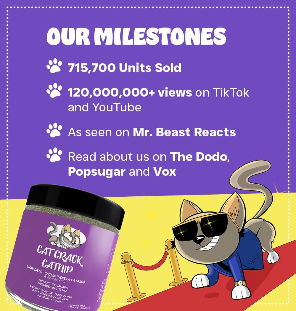 Catnip, Zoomie-Inducing Cat Nip Blend, North American Made & 100% Natural, Safe & Non-Addictive Catnip Treats Used to Supplement Cat Nip Toys, Spray, & Accessories (1 Cup)