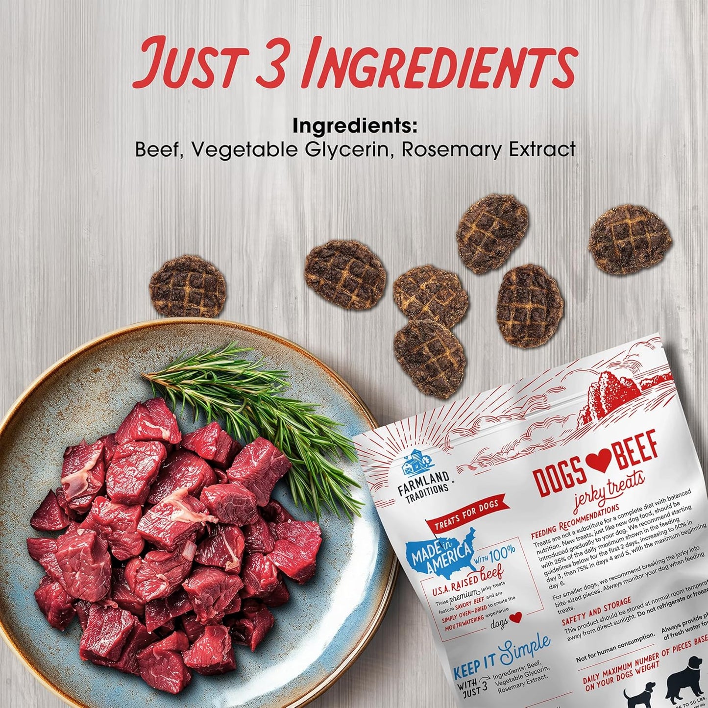 Dogs Love Beef Jerky Dog Treats with Only 3 Ingredients and No Fillers, 2.5 Pound Bag