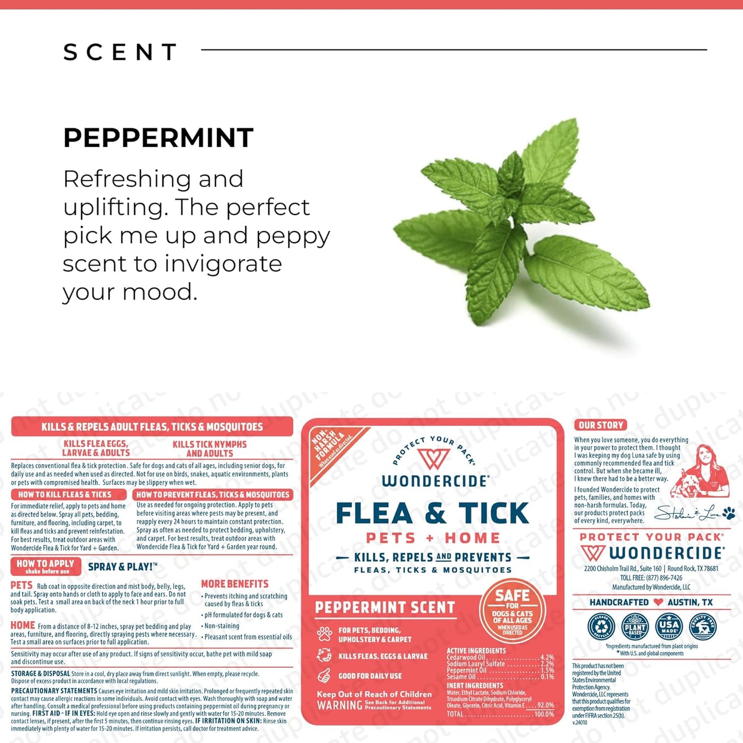 - Flea, Tick & Mosquito Spray for Dogs, Cats, and Home - Control, Prevention, Treatment - with Natural Essential Oils - Pet and Family Safe - Peppermint 16 Oz