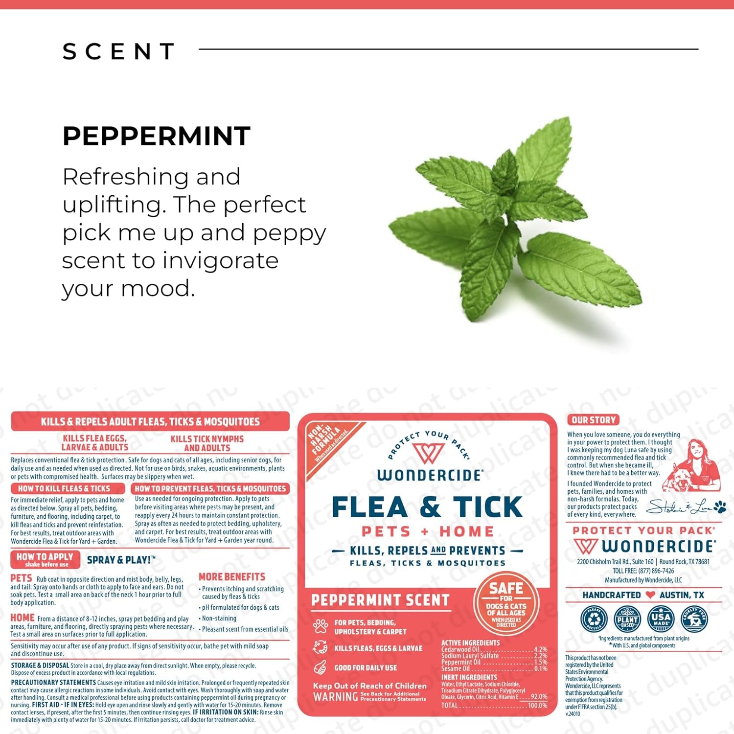- Flea, Tick & Mosquito Spray for Dogs, Cats, and Home - Flea and Tick Killer, Control, Prevention, Treatment - with Natural Essential Oils - Pet and Family Safe - Peppermint 32 Oz