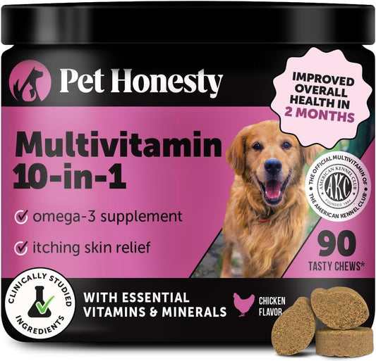 Multivitamin Dog Supplement, Glucosamine Chondroitin for Dogs, Probiotics, Omega Fish Oil, Dog Supplements & Vitamins, Vitamins for Skin and Coat Allergies (Chicken 90 Ct)