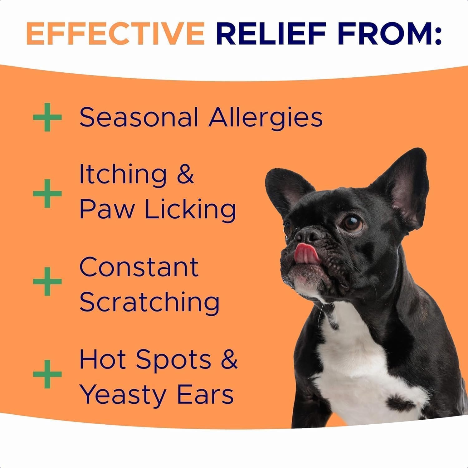 Dog Allergy Relief Chews — Anti-Itch Skin & Coat Supplement: No Fillers, Just Flavor - Itchy Skin Relief Treatment W/Omega 3 Fish Oil - Itching&Paw Licking - Dry Skin&Hot Spots - BBQ Chicken