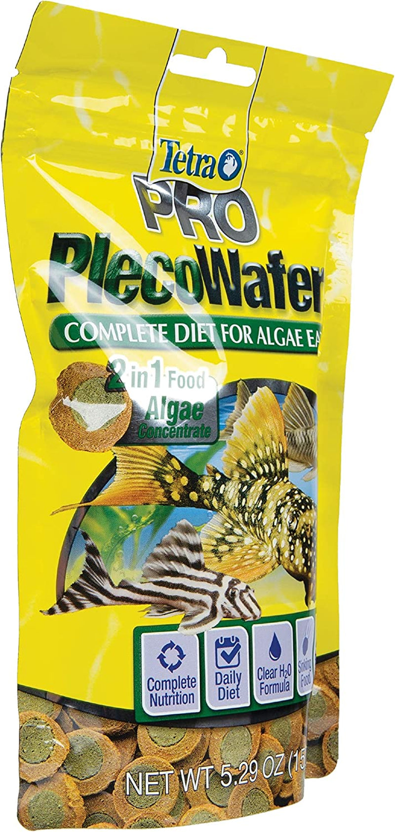PRO Plecowafers 5.29 Ounces, Nutritionally Balanced Vegetarian Fish Food for Bottom Feeders, Concentrated Algae Center