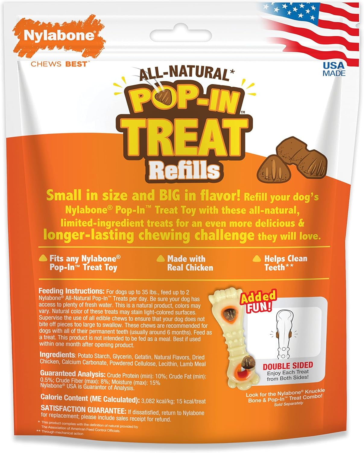 Pop-In Treat-Toy Refill Chews, All-Natural Dog Treats for Treat Dispensing Toys, Chicken Flavor, 30 Count