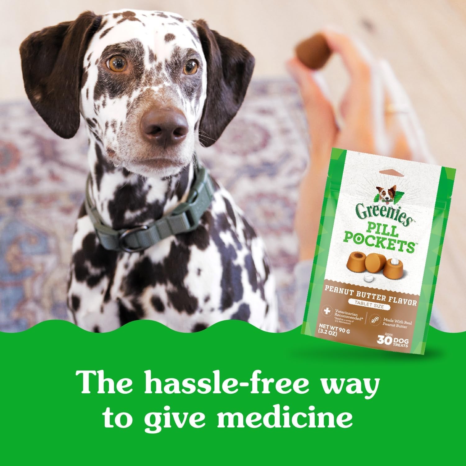 Pill Pockets for Dogs Small Size, Soft Dog Treats, with Real Peanut Butter, 3.2 Oz. Pouch (30 Treats)