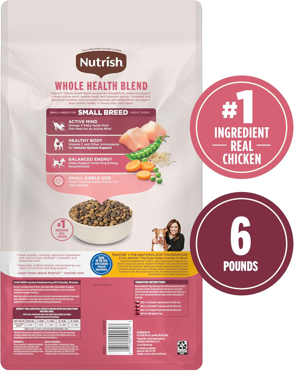 Little Bites Small Breed Premium Natural Dry Dog Food, Real Chicken & Veggies Recipe, 6 Pounds (Packaging May Vary), (Rachael Ray )
