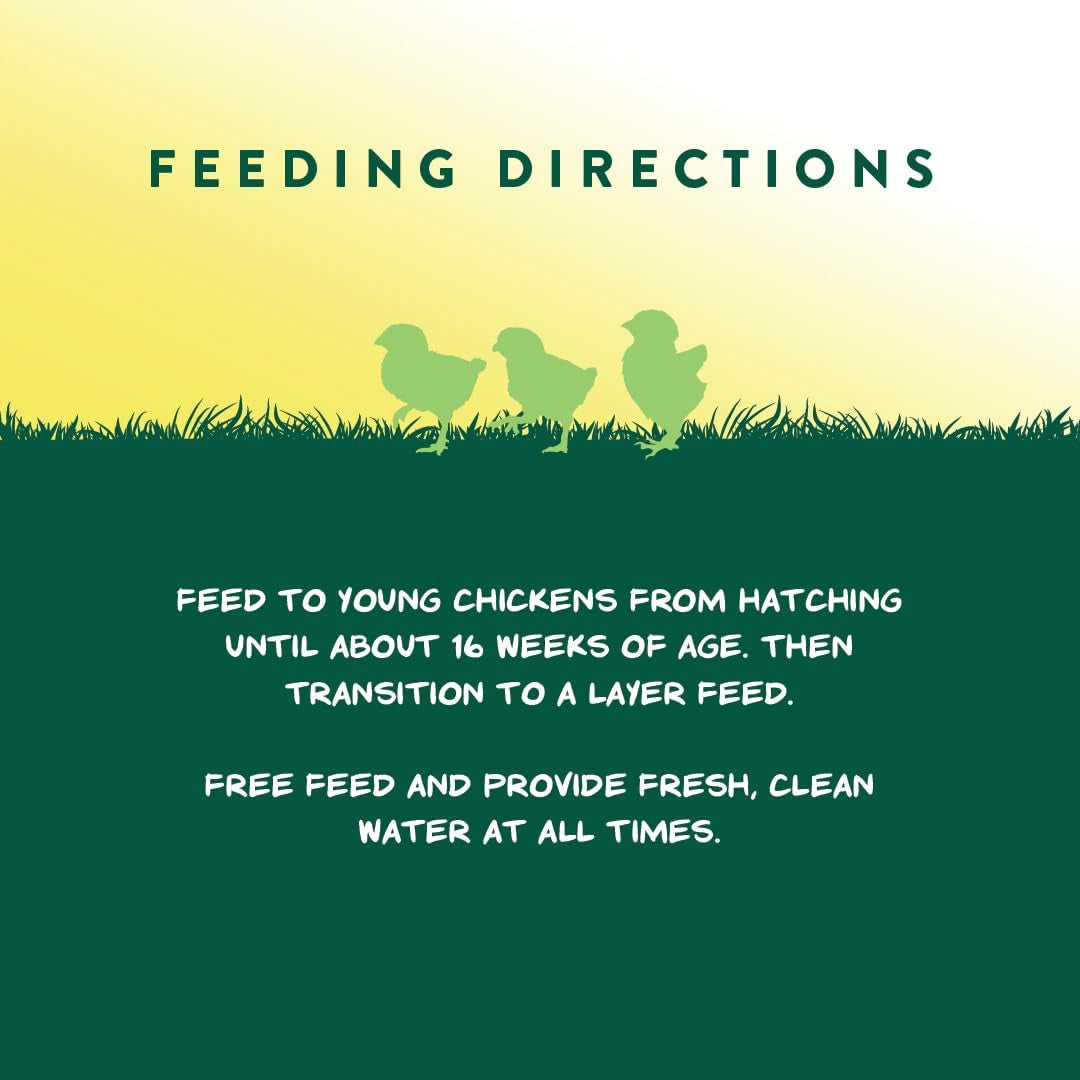 Medicated Chick Starter Grower Feed – High Protein Crumbles with Amprolium for Coccidiosis Prevention – Complete Chicken Feed for Baby Chicks and Pullets – for Healthy Growth – 5 Lb Bag
