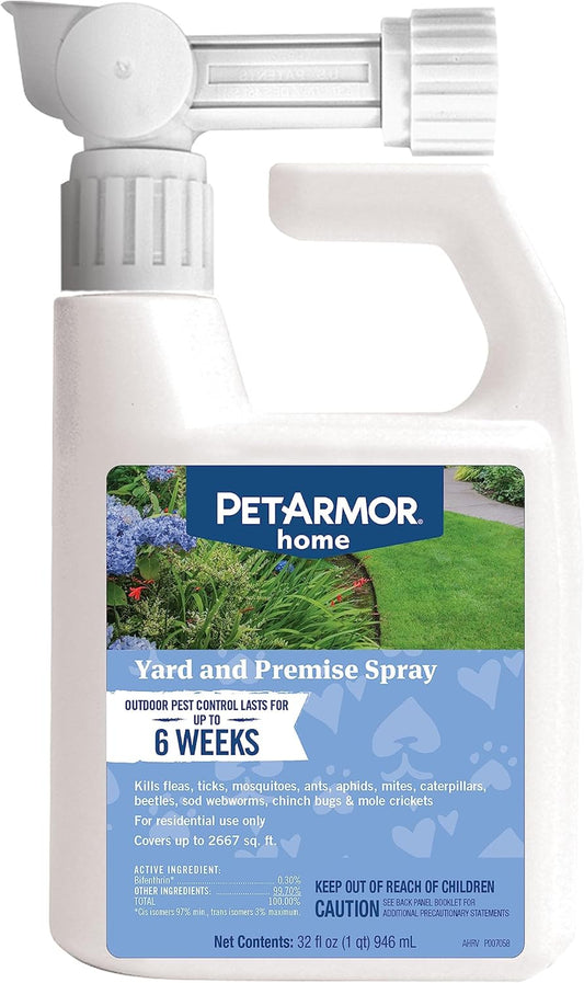 Home Yard Spray for Dogs, Kills and Protects against Fleas, Ticks, Mosquitoes, Ants, and Other Bugs, 32Oz