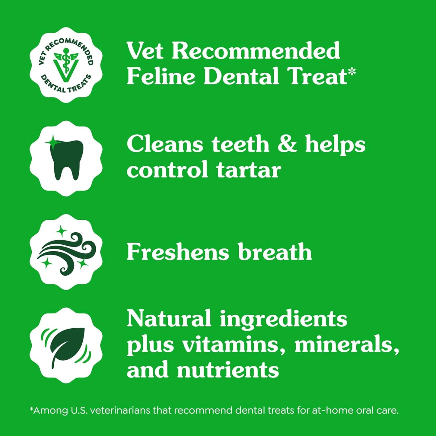 Feline Adult Dental Cat Treats, Catnip Flavor, 9.75 Oz. Tub