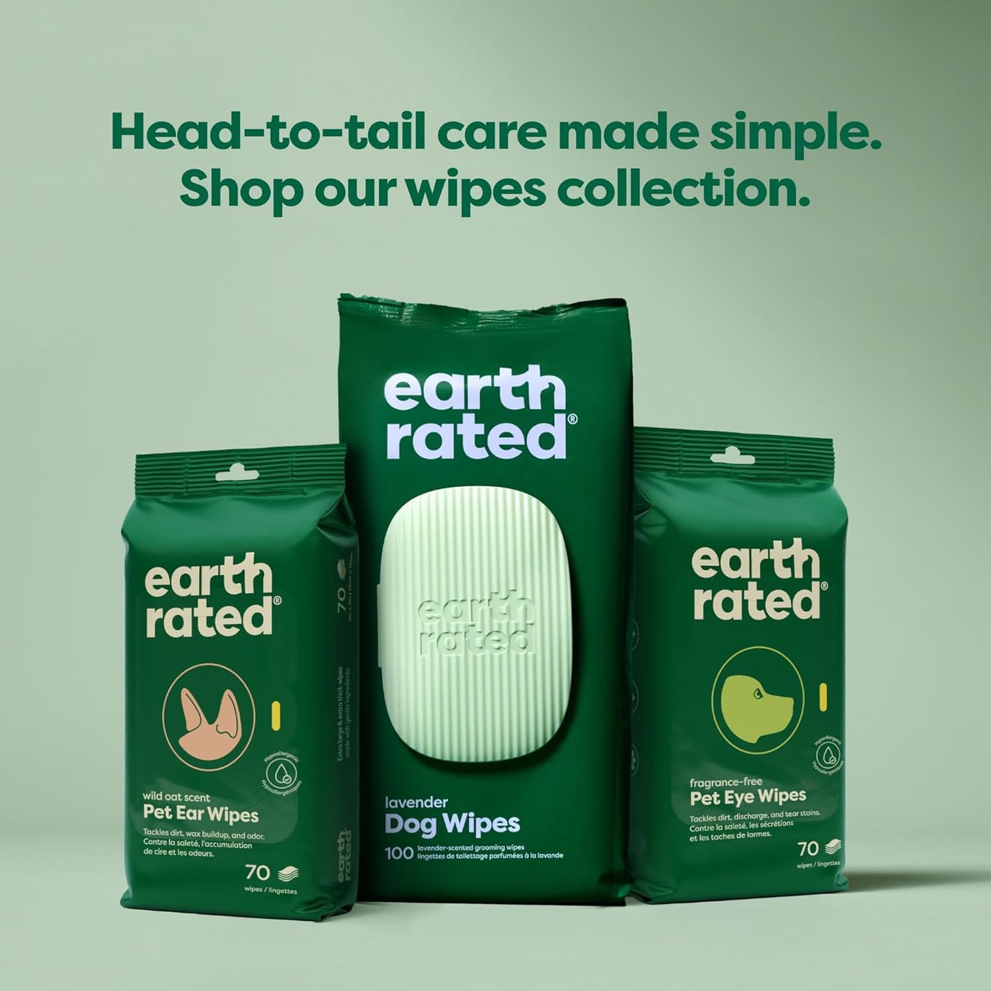 Pet Wipes for Dogs and Cats, Hypoallergenic, Cleaning and Hydrating, for Grooming Paws, Body and Butt, Unscented, 400 Count