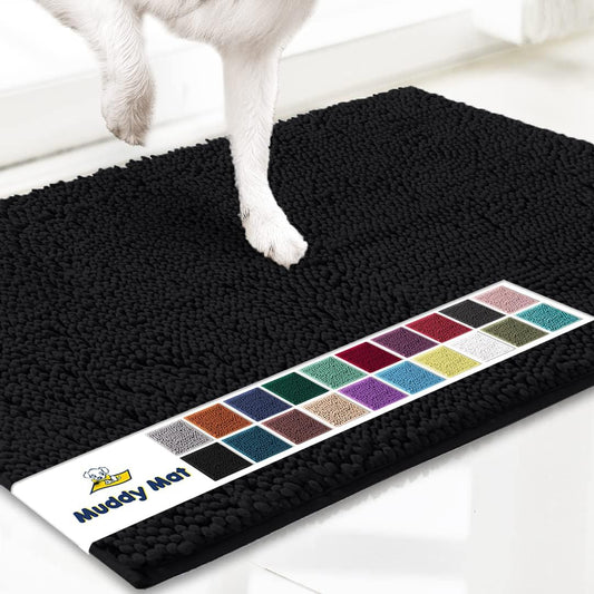 ® Shown on TV – Super Absorbent Door Mat Indoor, Microfiber Quick Dry Chenille Entryway Rug, Non-Slip Front Door Mat, Indoor Mats for Entryway, Machine Washable Pet Rug, Black 24"X36"