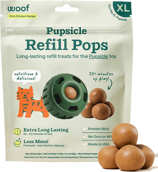 Pupsicle Refill Pops, Delicious Long Lasting Dog Treats, Pre-Made Pupsicle Refills for Dogs, Wholesome Ingredients, Low-Mess Chicken Pet Treats - XL Pops - 5 Count