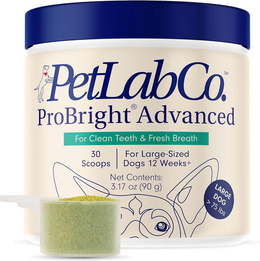 Probright Advanced Dental Powder - Dog Breath Freshener - Teeth Cleaning Made Easy – Targets Tartar & Bad Breath - Packaging May Vary - Formulated for Large Dogs