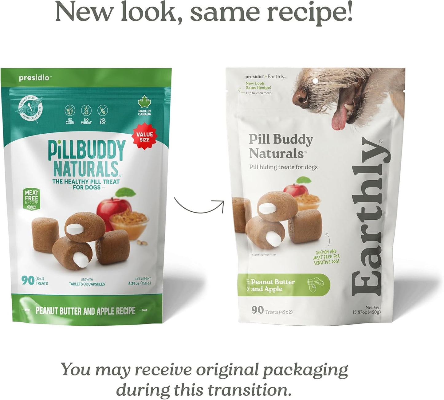 Earthly Pill Buddy Naturals - PB & Apple Recipe Pill Hiding Treats for Dogs - Make a Perfect Pill Concealing Pocket or Pouch for Any Size Medication - 90 Servings