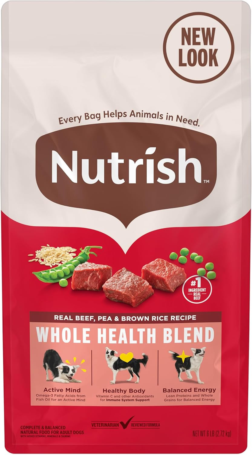 Dry Dog Food, Real Beef, Pea & Brown Rice Recipe Whole Health Blend for Adult Dogs, 6 Lb. Bag (Rachael Ray)