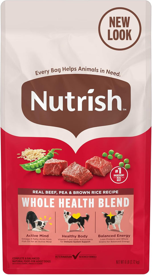 Dry Dog Food, Real Beef, Pea & Brown Rice Recipe Whole Health Blend for Adult Dogs, 6 Lb. Bag (Rachael Ray)