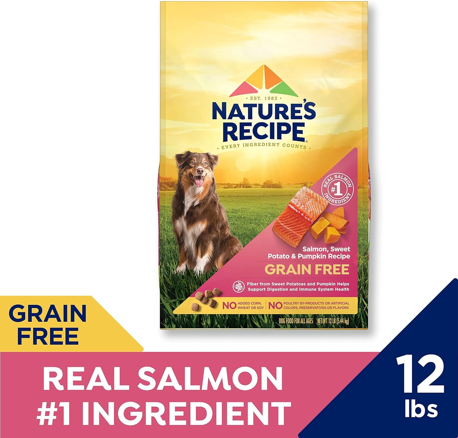 Grain Free Dry Dog Food, Salmon, Sweet Potato & Pumpkin Recipe, 12 Lb. Bag