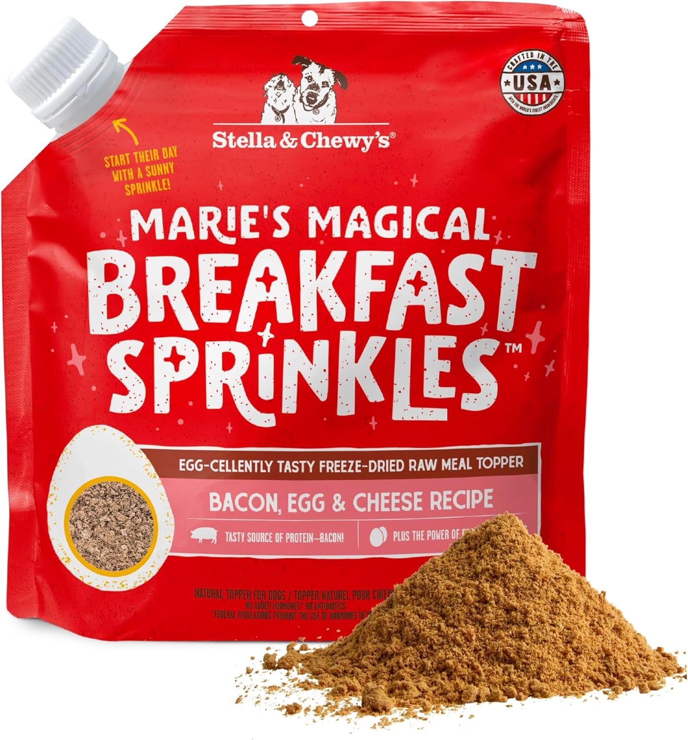 Marie'S Magical Breakfast Sprinkles Freeze-Dried Raw Bacon, Egg & Cheese Recipe Grain-Free Dog Food Topper, 7-Oz Bag