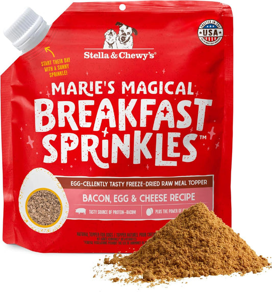 Marie'S Magical Breakfast Sprinkles Freeze-Dried Raw Bacon, Egg & Cheese Recipe Grain-Free Dog Food Topper, 7-Oz Bag