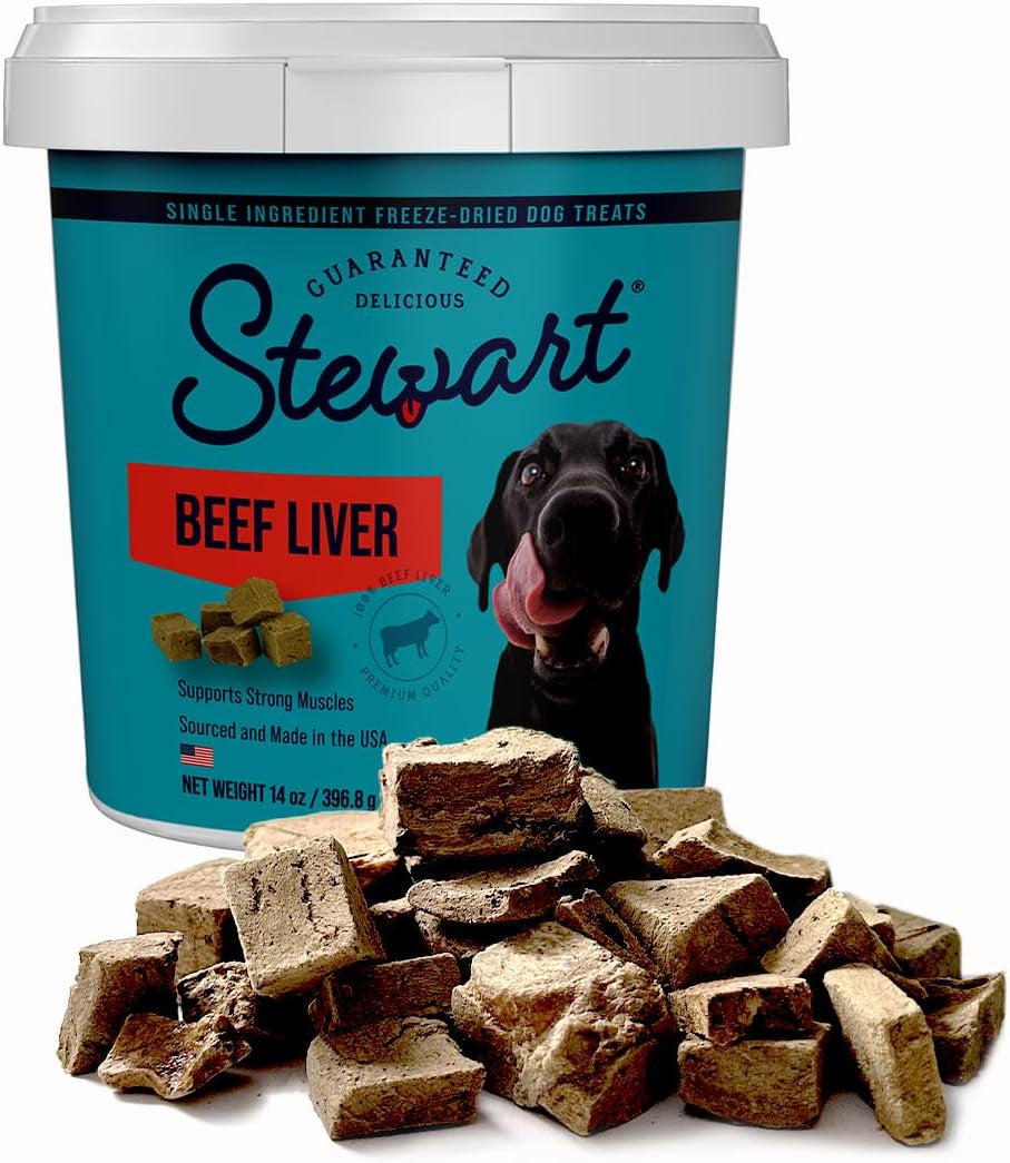 Single Ingredient Freeze Dried Raw Dog Treats, Beef Liver, 14 Ounce Resealable Tub, Training Treats or Meal Topper Dogs, High Protein, Grain Free, Gluten Free