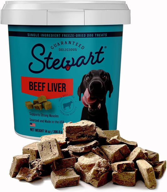 Single Ingredient Freeze Dried Raw Dog Treats, Beef Liver, 14 Ounce Resealable Tub, Training Treats or Meal Topper Dogs, High Protein, Grain Free, Gluten Free