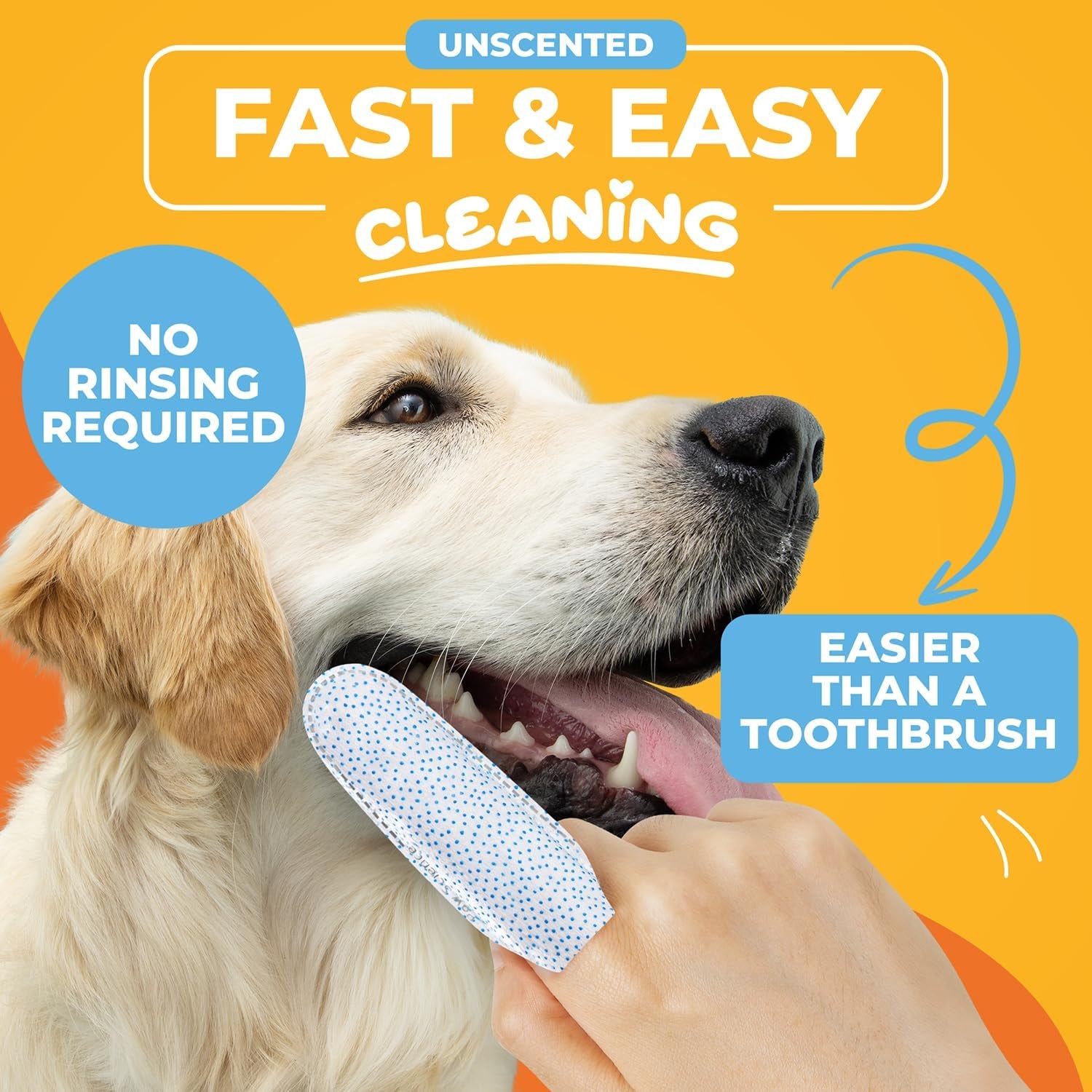 Dog Teeth Cleaning Wipes - Dental Finger Wipes for Cats & Dogs - Pet Toothbrush & Tooth Brushing Kit - Effective Teeth Cleaner