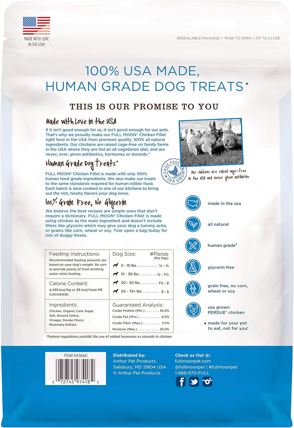 Chicken Fillet Healthy All Natural Dog Treats Human Grade Made in USA 48 Oz