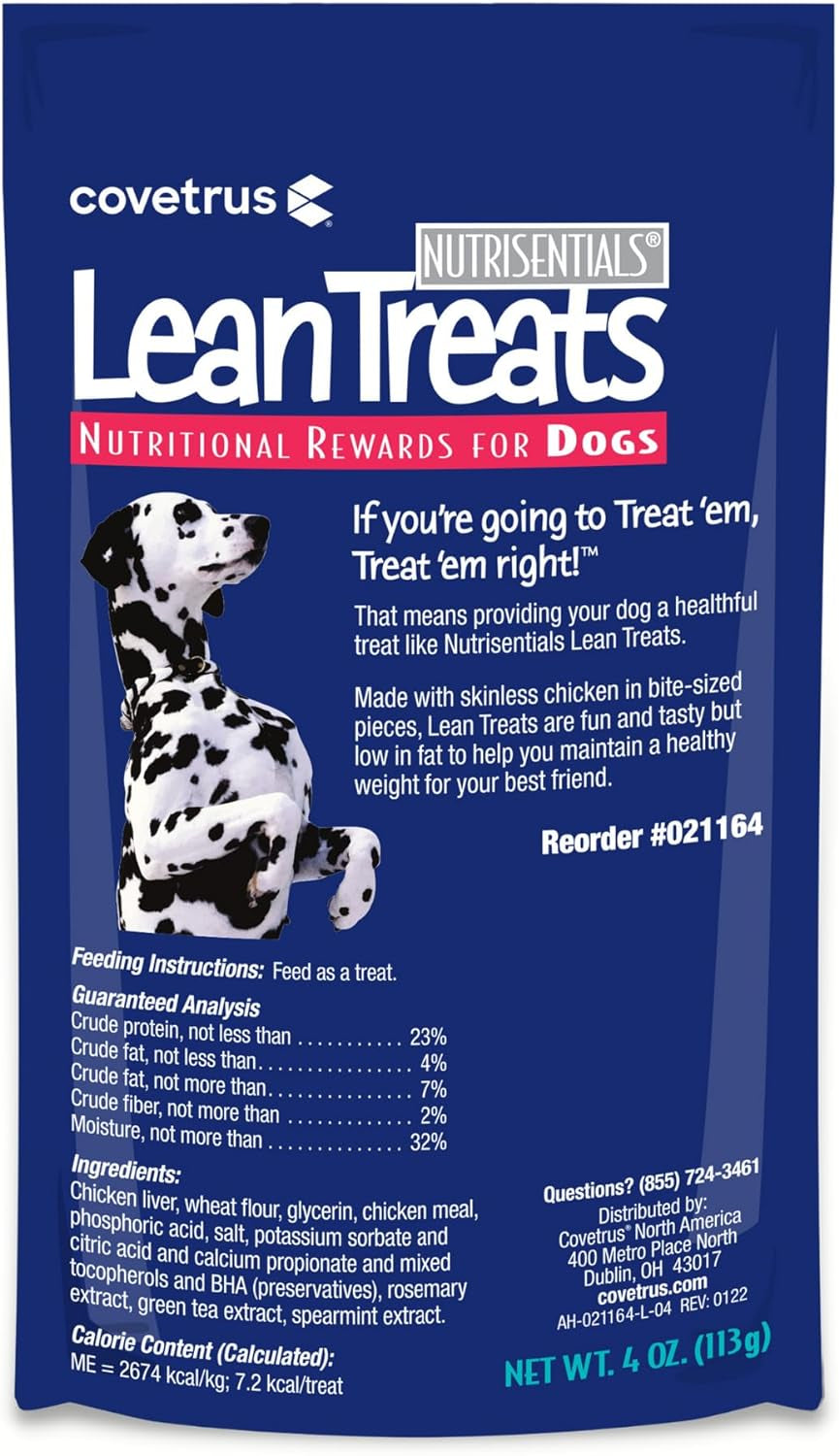 Nutrisential Lean Treats for Dogs - Soft Dog Treats for Small, Medium & Large Dogs - Nutritional Low Fat Bite Size K9 Treats - Chicken Flavor - 3 Pack - 4Oz